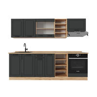 KÜCHENZEILE R-Line Anthrazit Landhaus/Goldkraft Eiche 240 cm ohne Arbeitsplatte - Dunkelgrau/Anthrazit, Holzwerkstoff (240/81.6/46cm) - Vicco