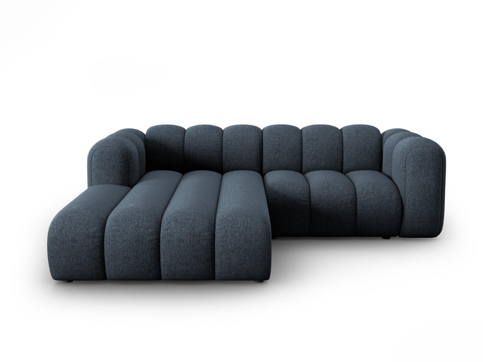 ECKSOFA modular links Lupine aus Chenille-Stoff königsblau 3 Sitzplätze - Dunkelblau, Textil (177/230cm) - Micadoni