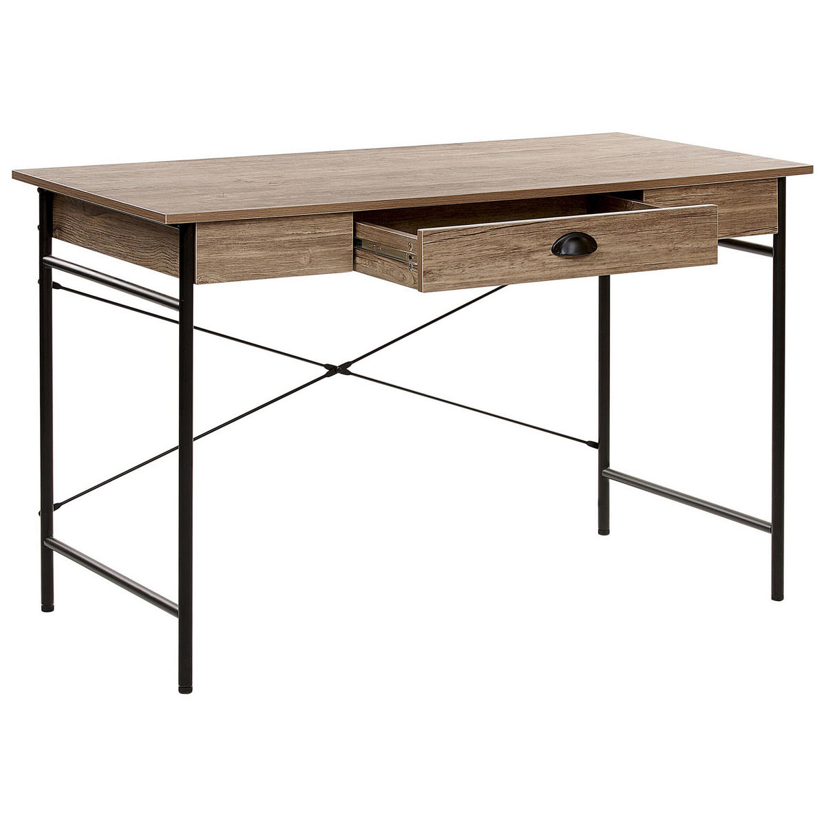 SCHREIBTISCH dunkler Holzfarbton 120/60/76 cm Casco - Dunkelgrau, Holzwerkstoff (60/120/76cm) - Beliani