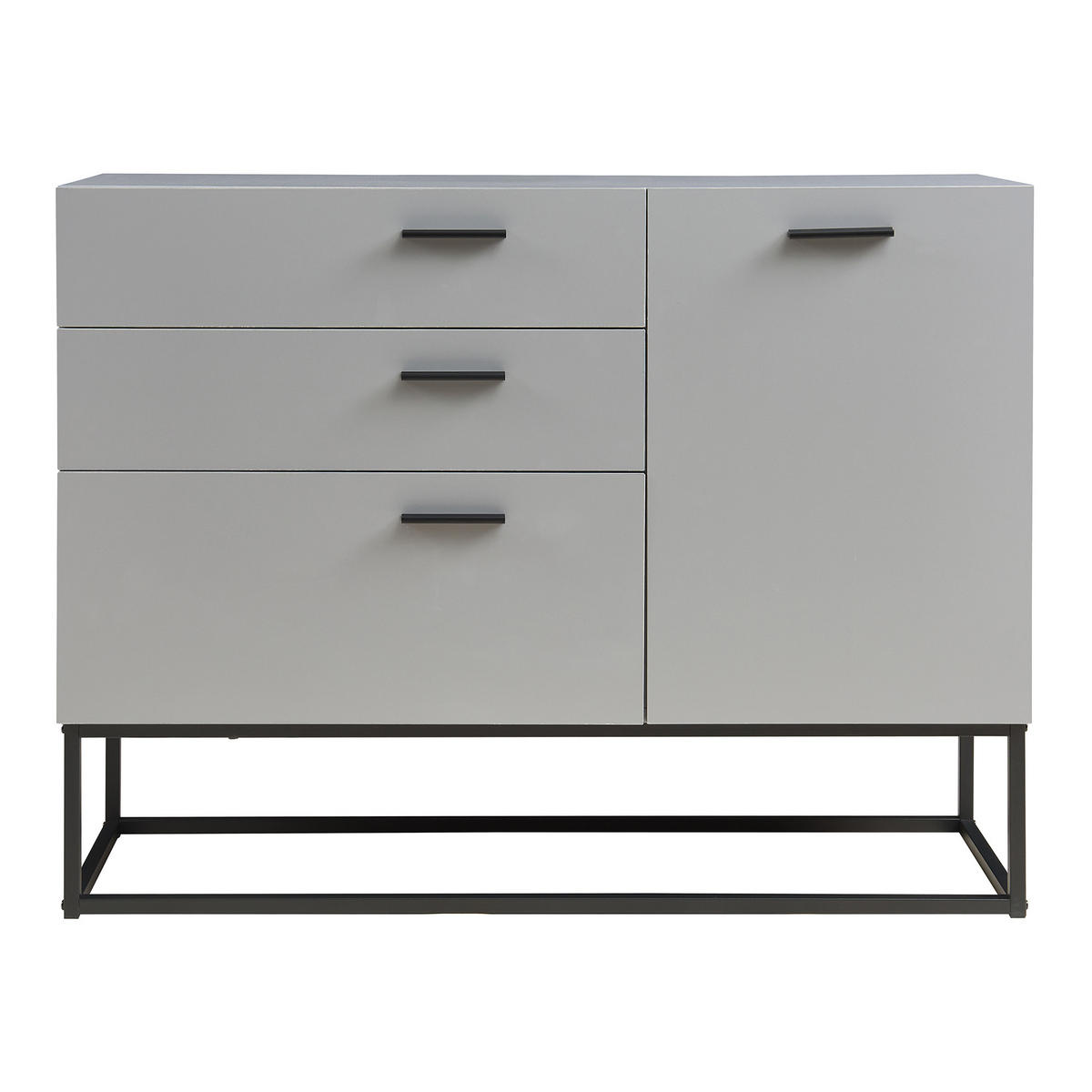 SIDEBOARD Lavangen - Hellgrau/Schwarz, Holzwerkstoff/Metall (100/75/35cm) - [en.casa]