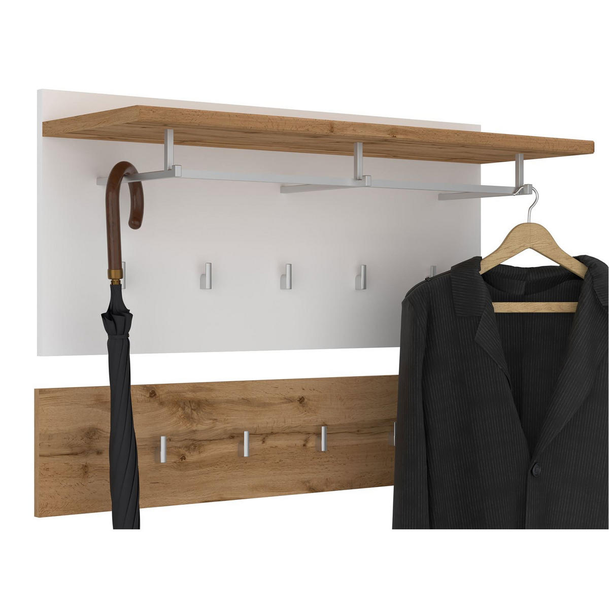WANDGARDEROBE BILBAO - Eiche Wotan/Weiß, Holzwerkstoff (90/60/30cm) - CARO-Möbel