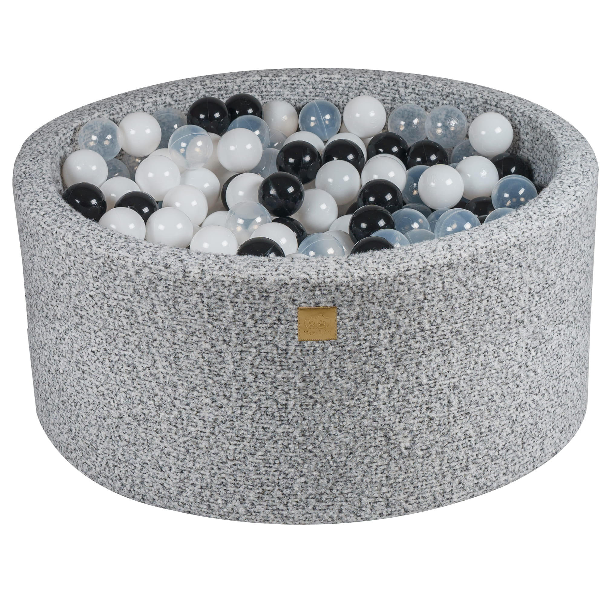 BÄLLEBAD für Kinder, Boucle, Grau Melange - Transparent/Hellgrau, Textil (90/90/40cm) - MeowBaby