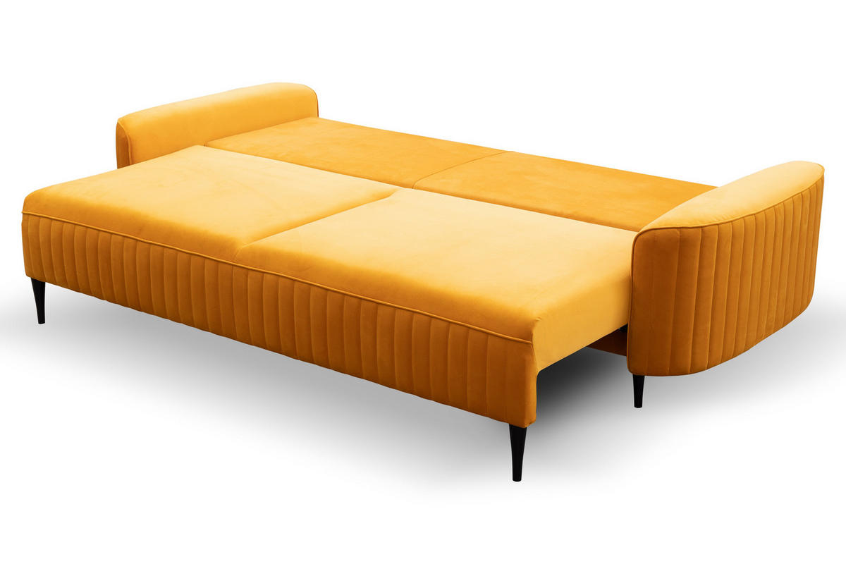 BETTSOFA FILO Orange Velours-Stoff mit Schlaffunktion - Orange, Holz (244/92/102cm) - MASSENO
