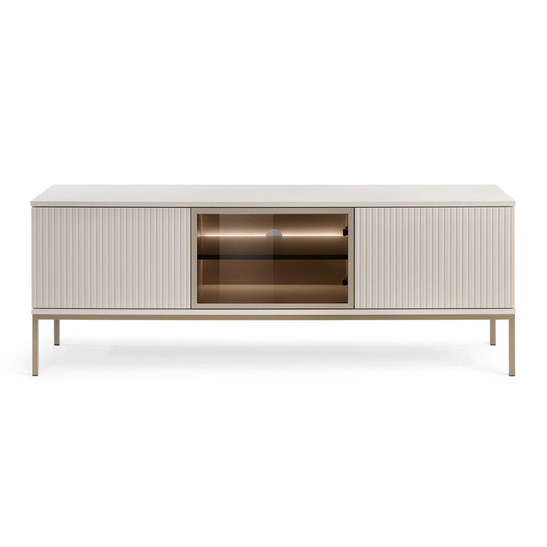 TV-SCHRANK Tosena Greige 154/56/39 cm - Kaschmir/Goldfarben, Holzwerkstoff (153.4/39/56.2cm) - Selsey