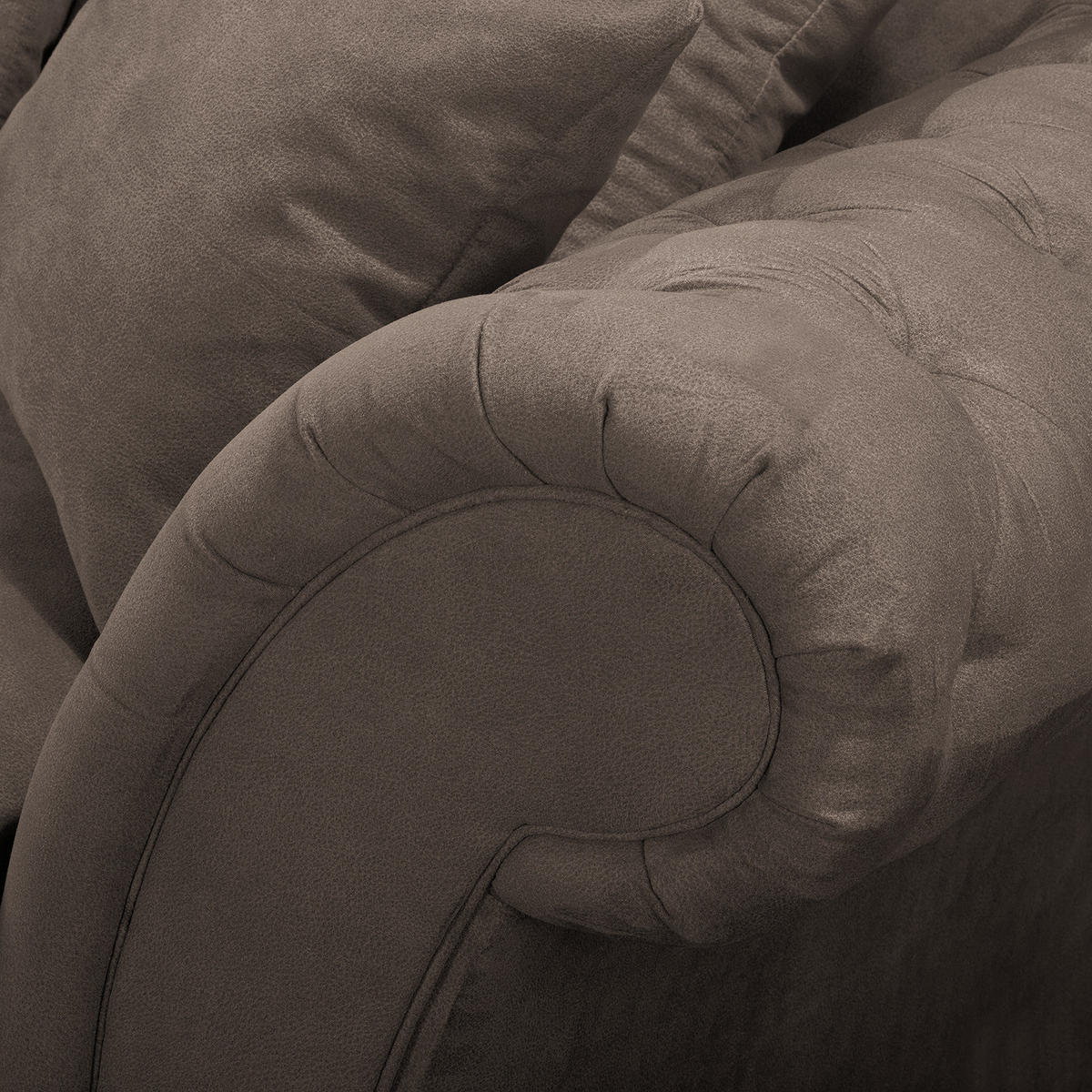 2-SITZER SOFA - Antiklederlook - Dunkelbraun, Textil (210/90/93cm) - home24