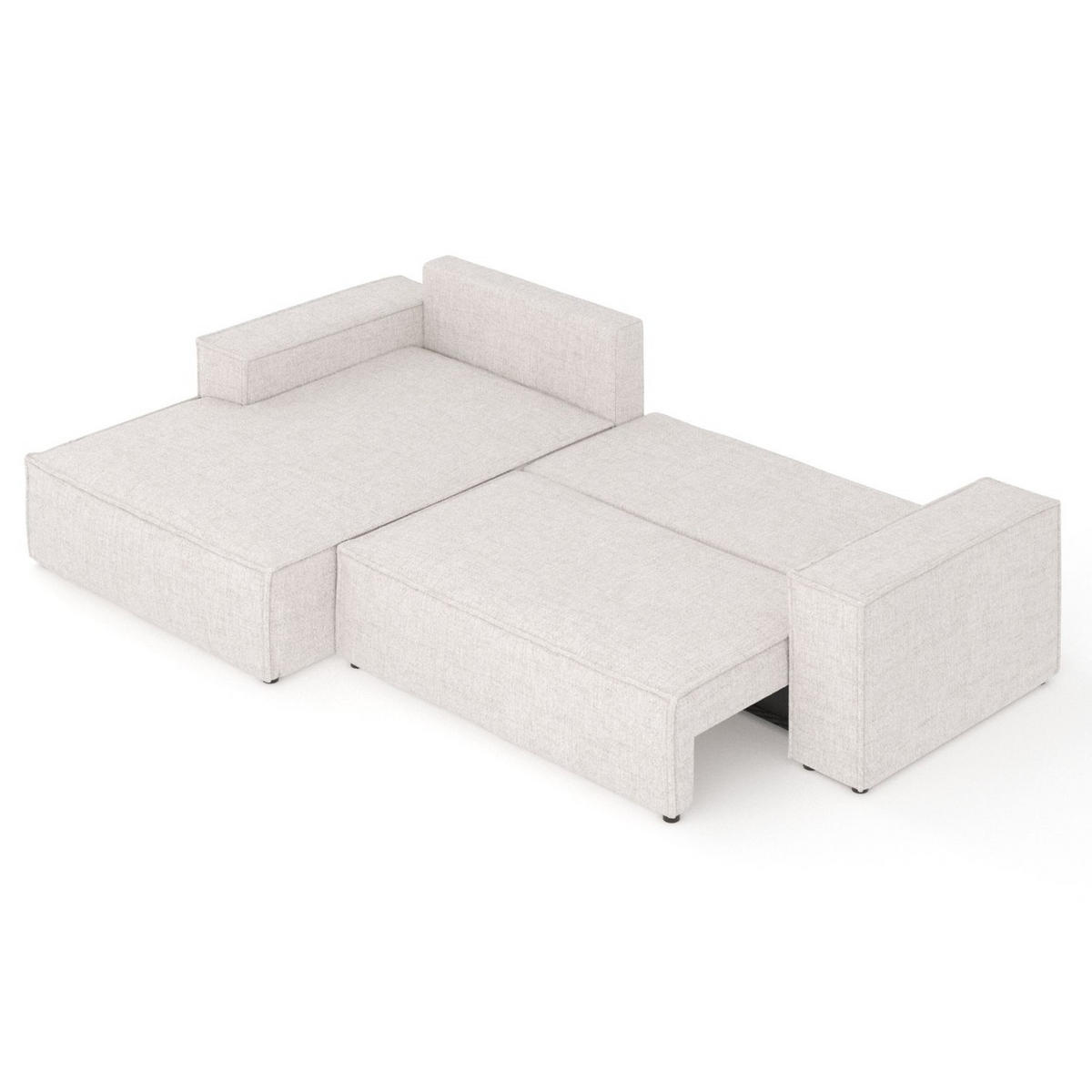 ECKSOFA TAURI mit Schlaffunktion Hellbeige im Neve Stoff - Sandfarben/Schwarz, Holz/Holzwerkstoff (294/185cm) - AltaBeds