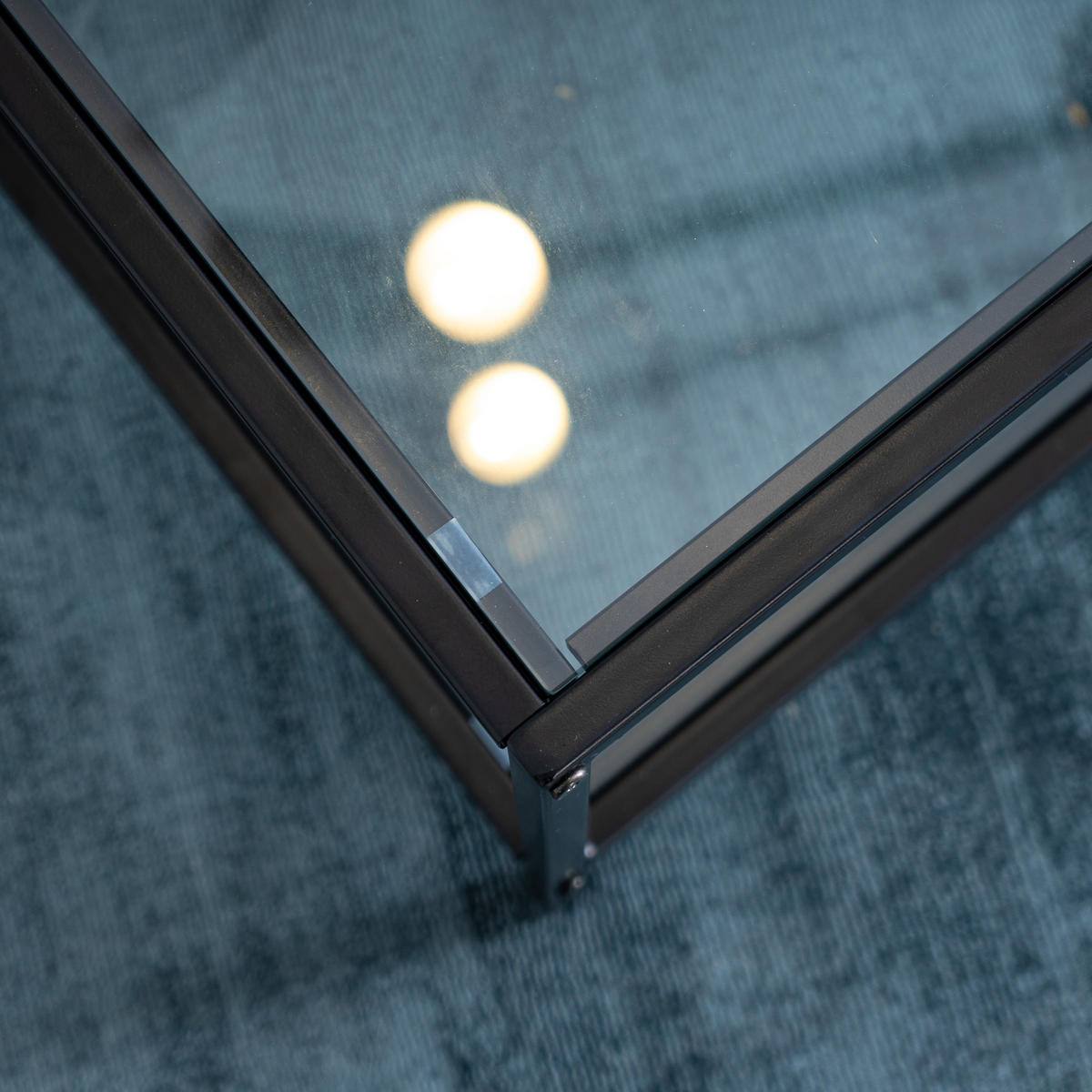 COUCHTISCH Glasplatte kratzfest & Metallgestell stabil 80X80cm - Transparent/Schwarz, Glas/Metall (80/80/42cm) - Urban Meuble