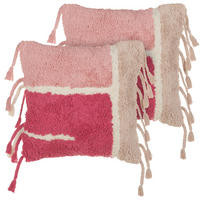 DEKOKISSEN 2er-Set Rosa 45/45 cm Bistorta - Pink/Weiß, Textil (45/45cm) - Beliani