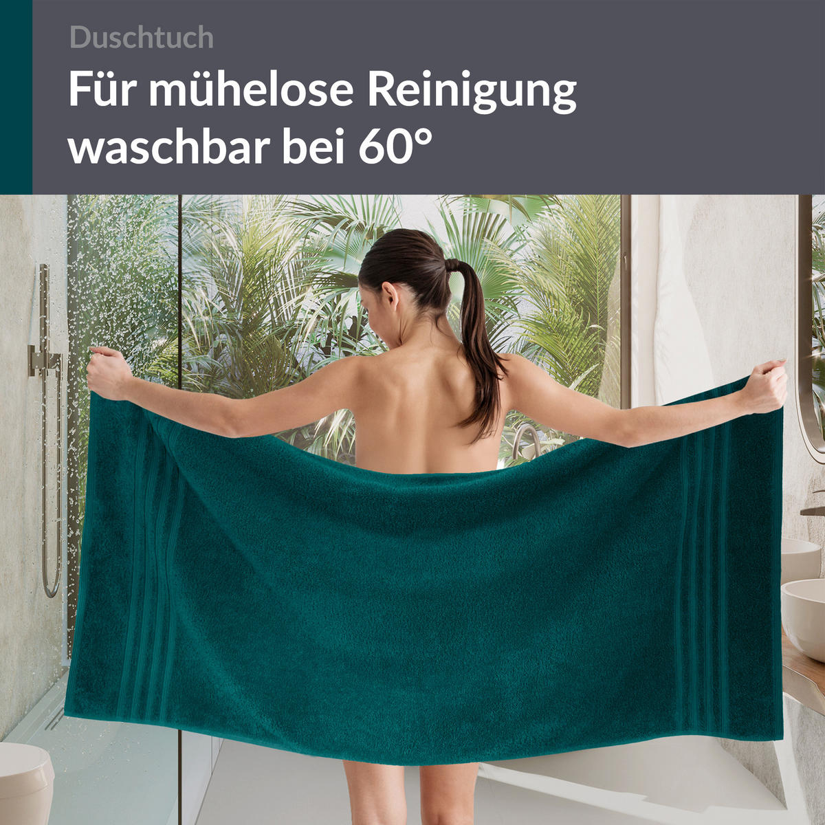 DUSCHTUCH London Opal Grün 2er Set 70x140 - Opal, Textil (70/140cm) - Lashuma