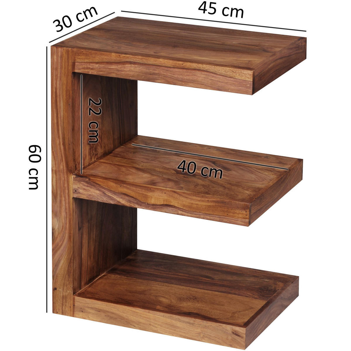 BEISTELLTISCH Massivholz E-Konstruktion Cubeform Handgefertigt NAKO, Braun 45x30x60 cm - Braun, Holz (30/45/60cm) - KADIMA DESIGN