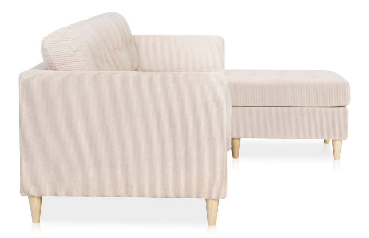 ECKSOFA Samt Sand - Beige, Textil (219/151cm) - ebuy24