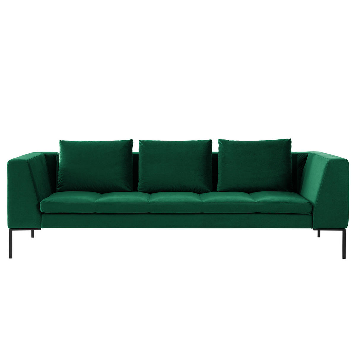 3-SITZER SOFA - Chromfarben/Dunkelgrün, Textil/Metall (238/81/105cm) - home24