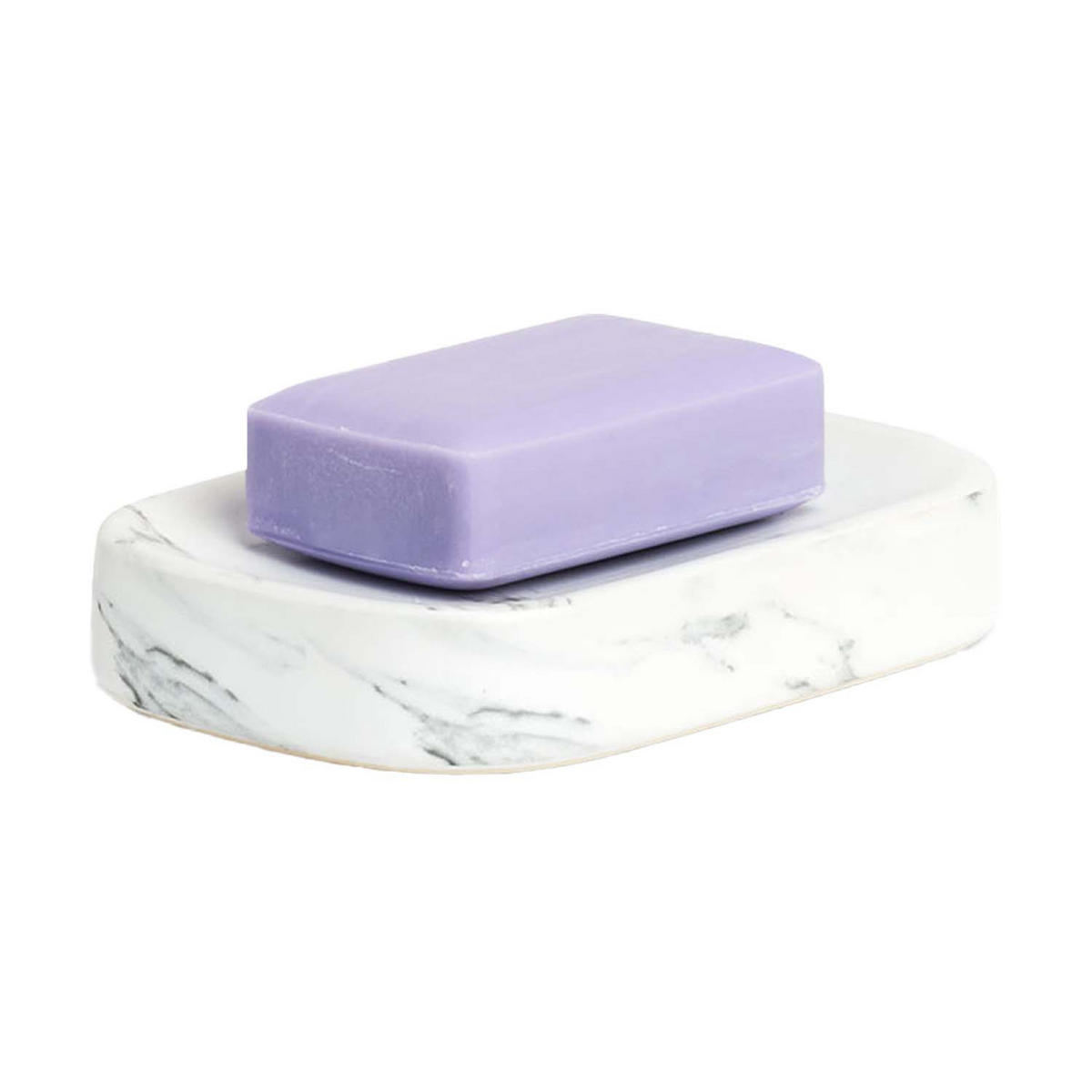 BADACCESSOIRES - Keramik Marmoroptik, 4-teiliges Set - Weiß, Keramik (11/13.2/8.1cm) - Zeller Present