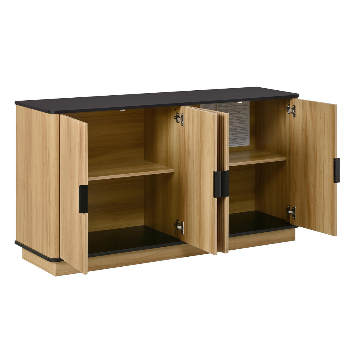 SIDEBOARD 4 Türen Riffelung Holzoptik Stauraum modern - Naturfarben, Holzwerkstoff (40/75/139cm) - FLIEKS