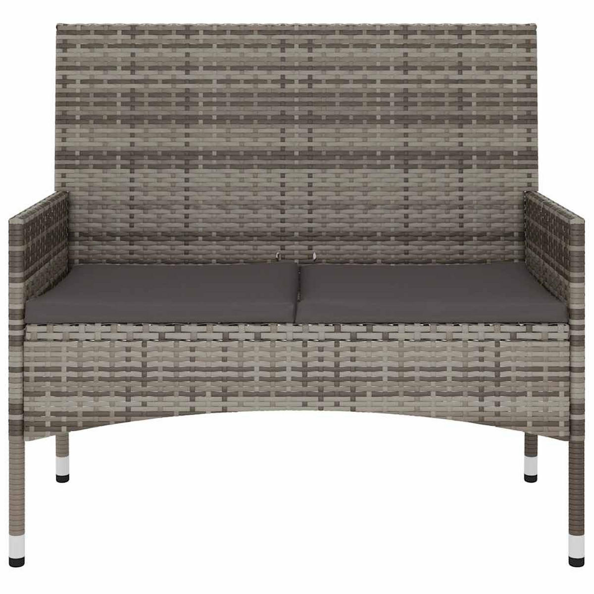 GARTENBANK 2-Sitzer Mit Kissen Grau Poly Rattan - Grau, Kunststoff (90/85/51cm) - vidaXL