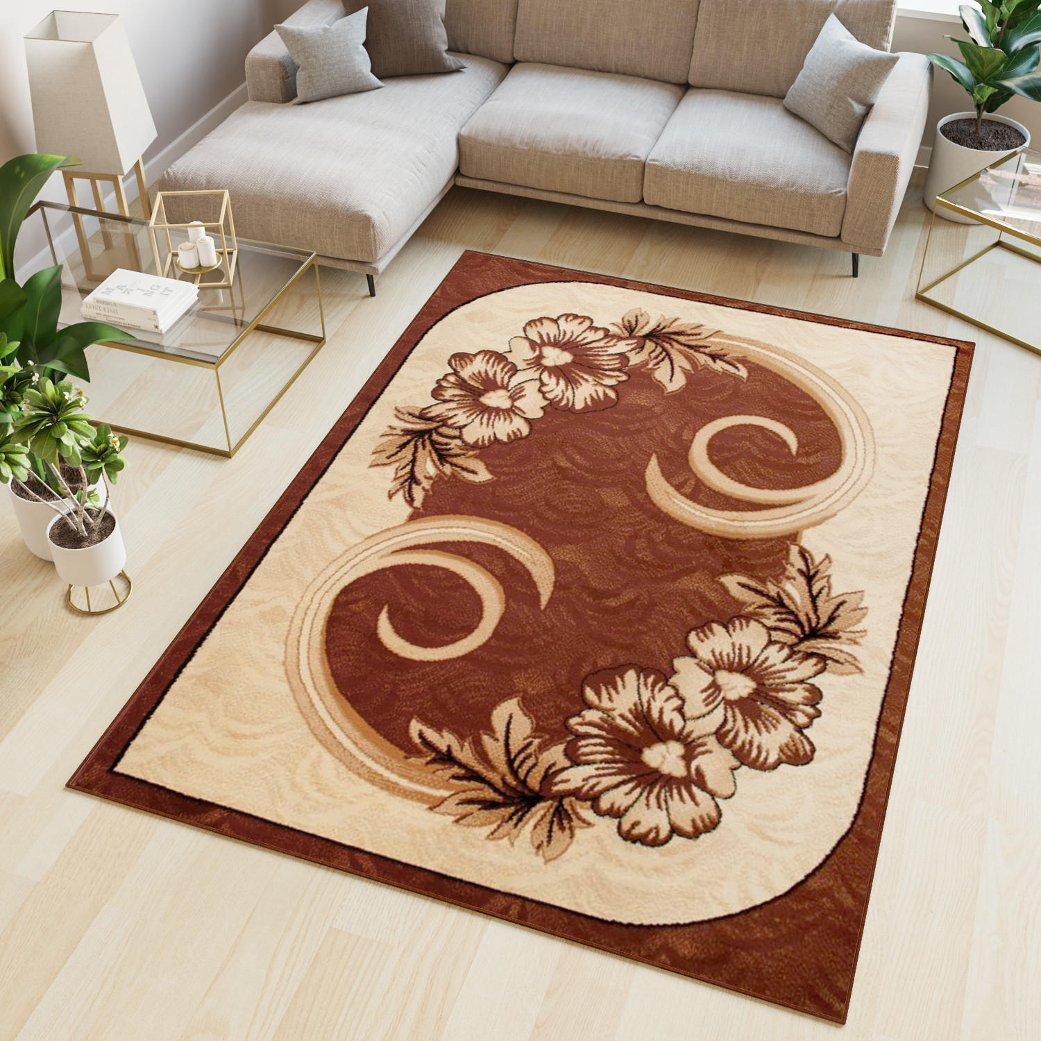 TEPPICH ATLAS Dunkelbraun Hellbraun 60/100 cm - Hellbraun/Dunkelbraun, Textil (60/100cm) - Tapiso