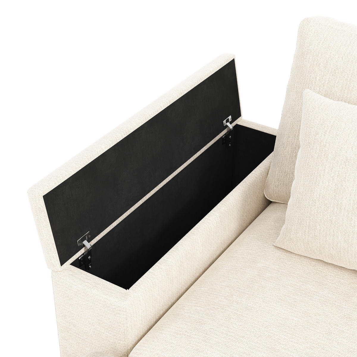 ECKSOFA mit USB/Type-C, Stauraum und drehbarem Couchtisch - Beige, Textil (313/147cm) - EVRYAE
