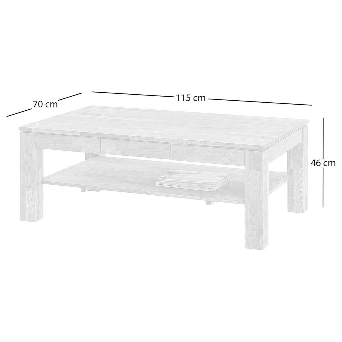 MASSIVER COUCHTISCH - Eiche - Braun, Holz/Holzwerkstoff (70/115/46cm) - home24