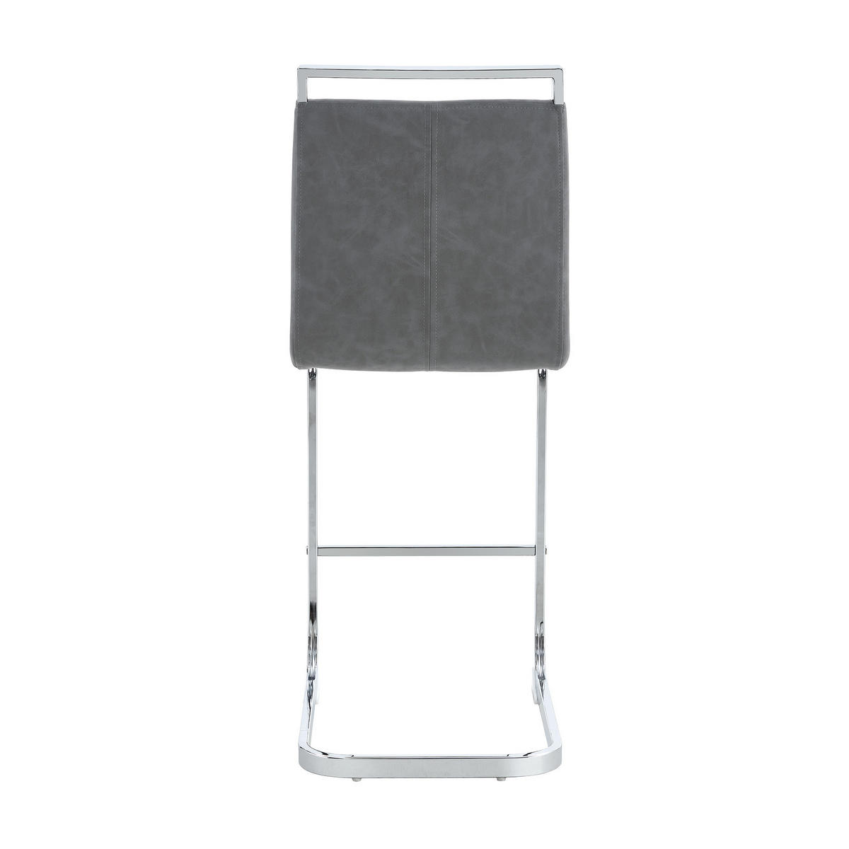 BARHOCKER 2er-Set 96,5 cm PU-Leder Dark Gray Silver - Grau, Metall (46.5/96.5/38.9cm) - Meubliv