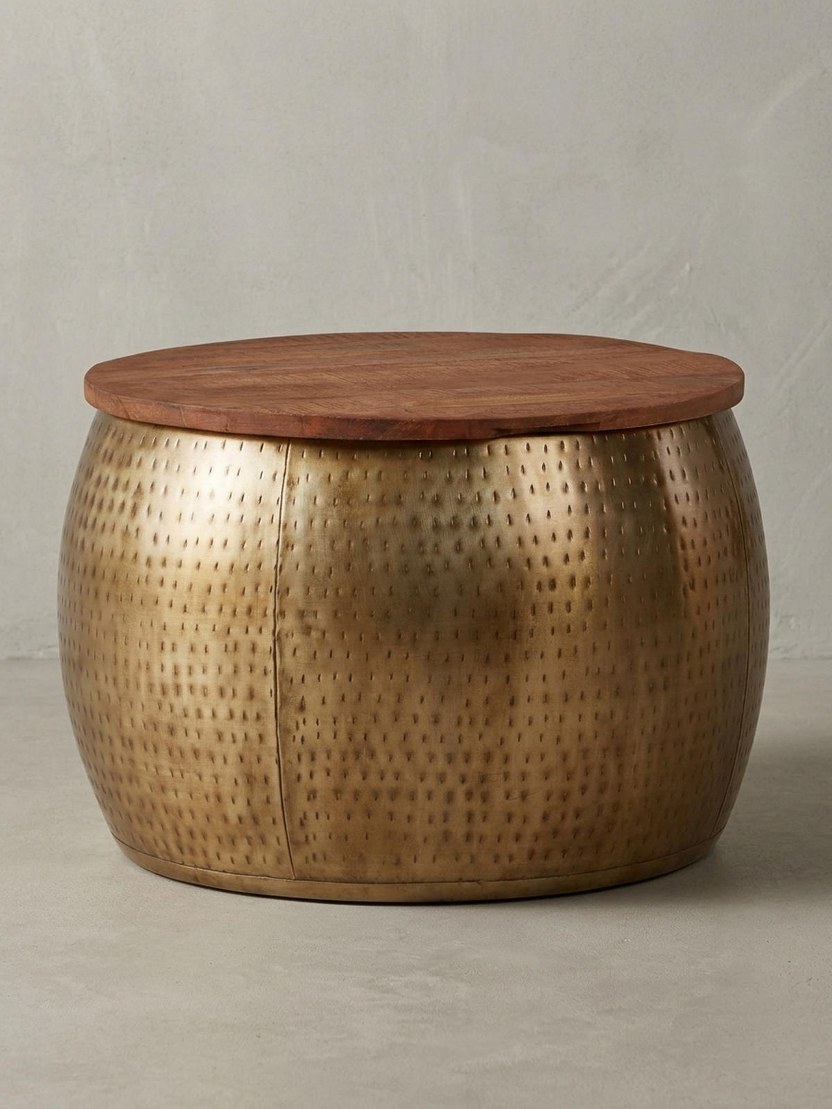 COUCHTISCH Massivholz Braun Gold, Modernes Design, Stauraum, Modell Aurora - Goldfarben, Holz/Metall (60/60/40cm) - KADIMA DESIGN