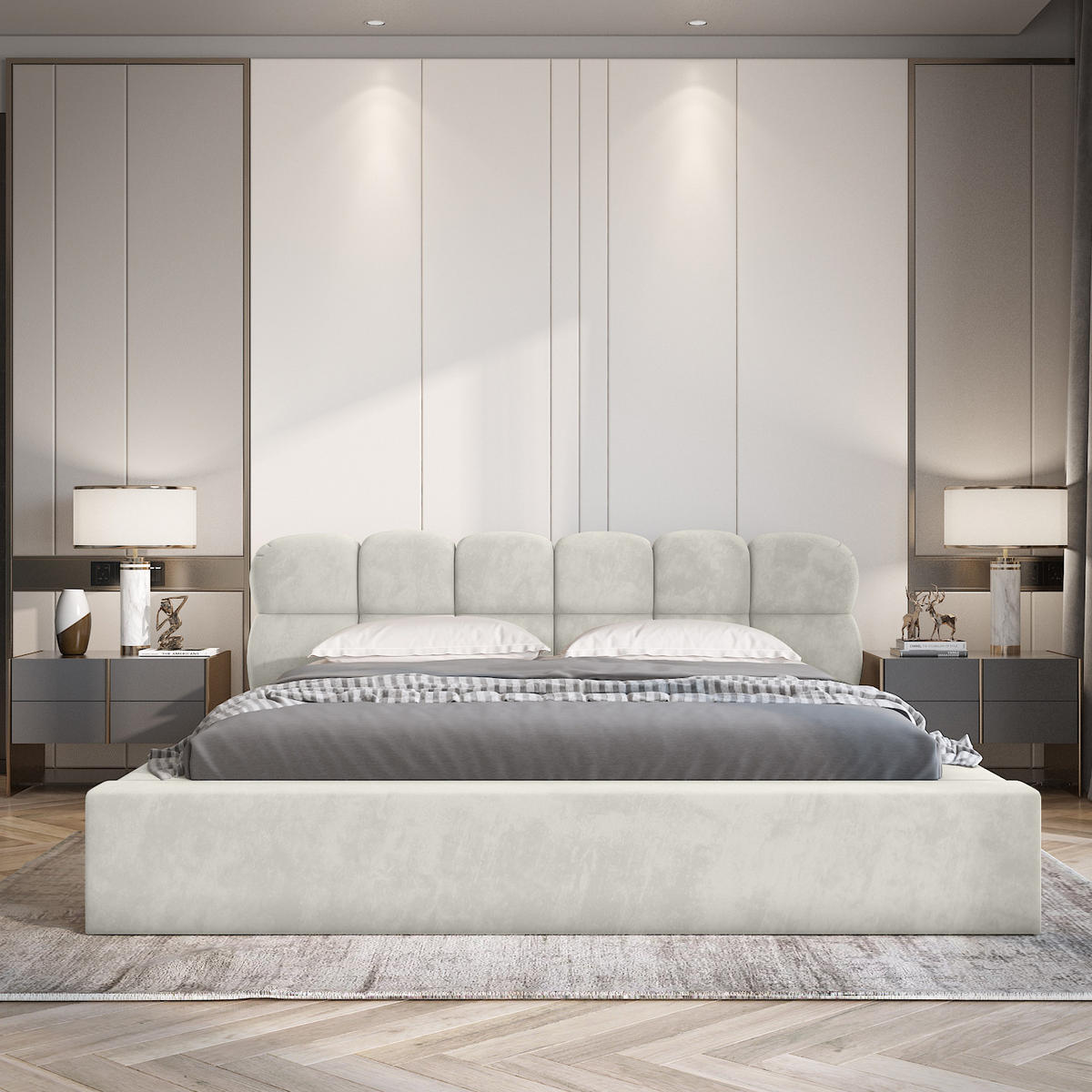 POLSTERBETT schenilen Struktur Paulon 160x200 cm, Grau/Beige - Graubraun, Textil (160/200cm) - Fedve