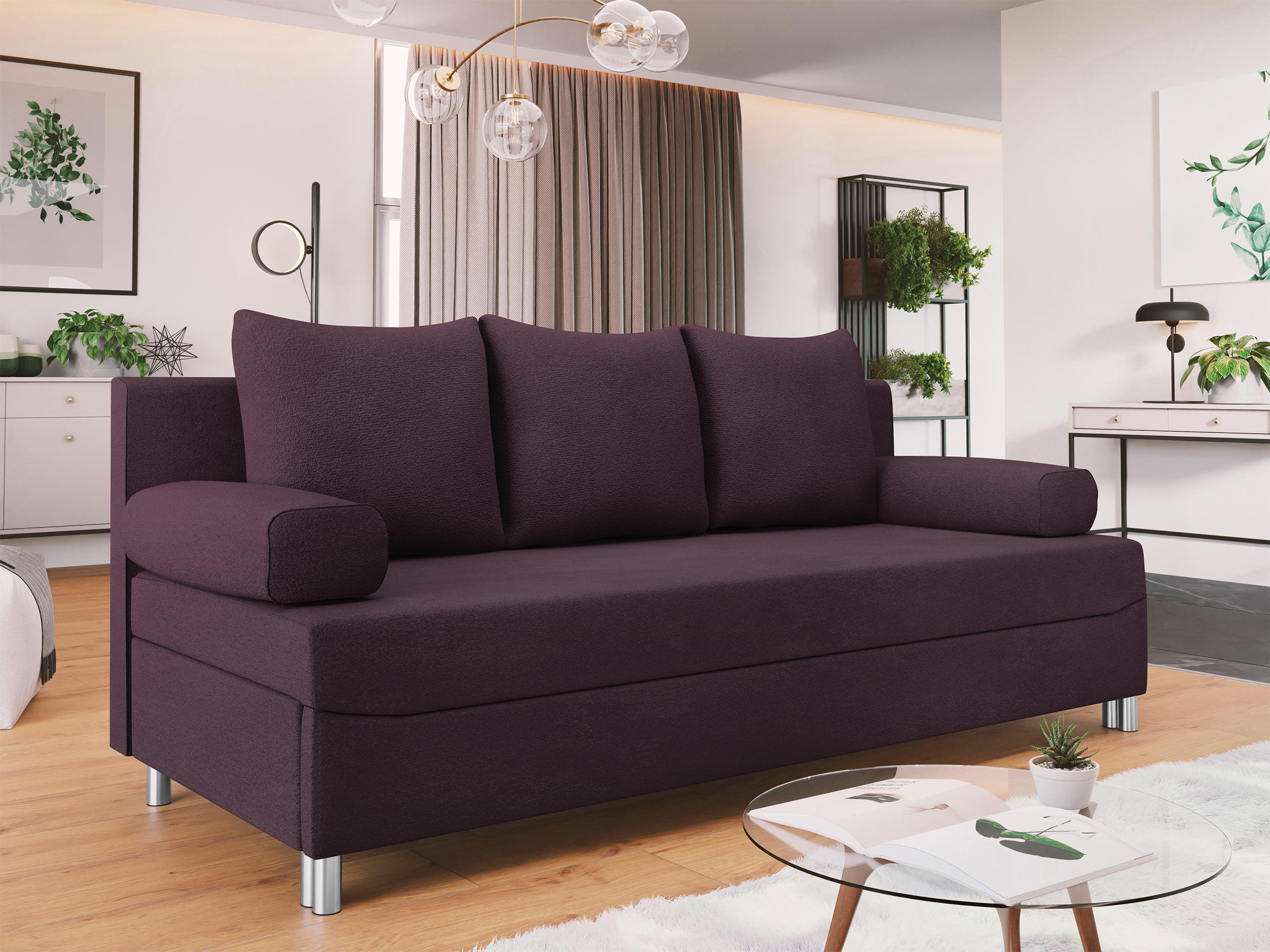 SCHLAFSOFA Dover - Chromfarben/Violett, Holz/Kunststoff (192/86/80cm) - MIRJAN24