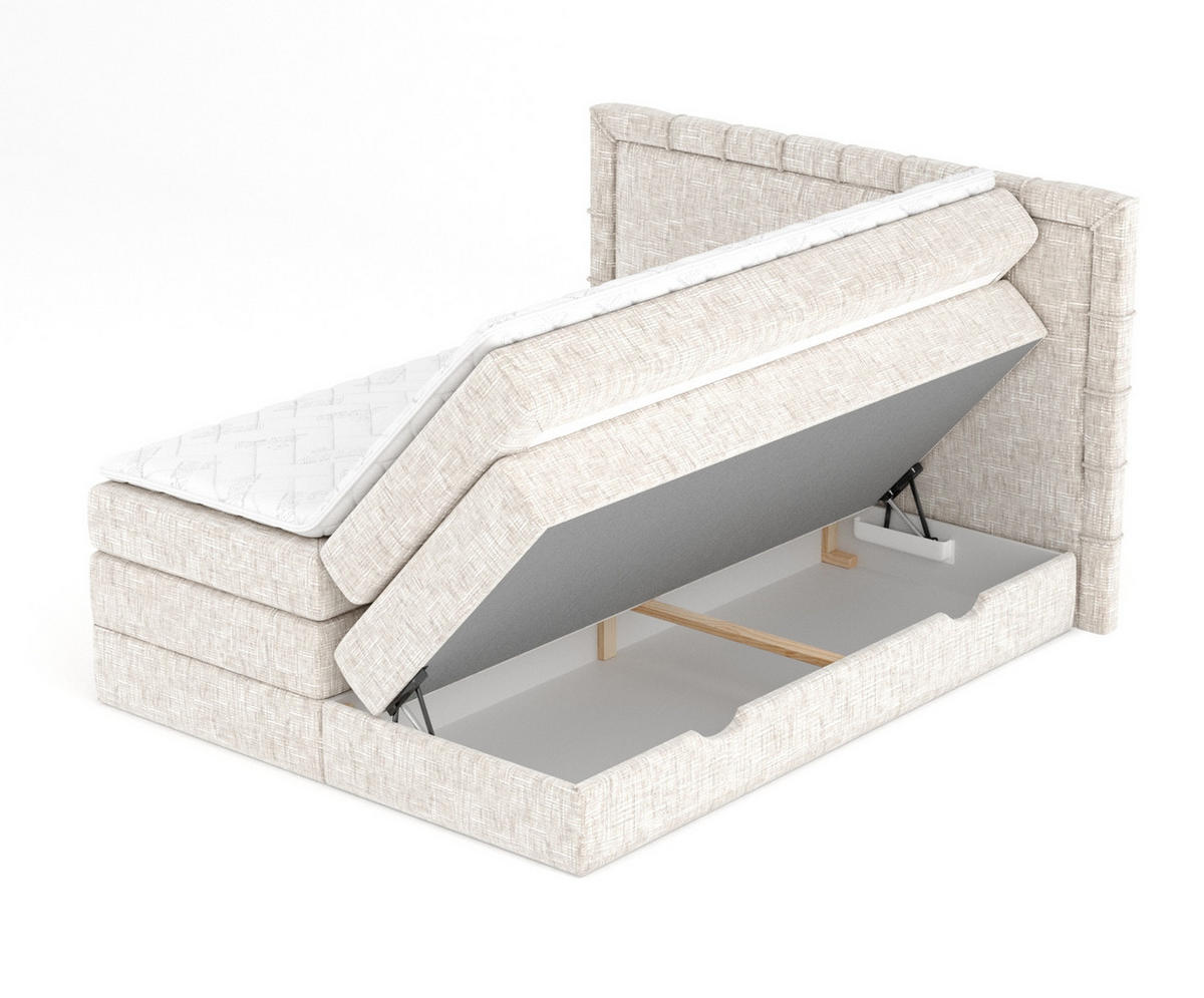 BOXSPRINGBETT Rosabel Creme 140/200 cm mit Matratze und Topper - Creme/Schwarz, Holz/Holzwerkstoff (140/200cm) - Maison de Reve