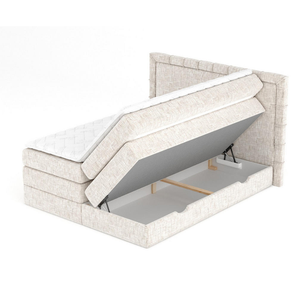 Thumbnail - Maison de Reve Boxspringbett, Creme, Textil, Buche, Kiefer, H3, Höhe ca. 37 cm, 160x200 cm, Reach, FSC 100%, Made in EU,...