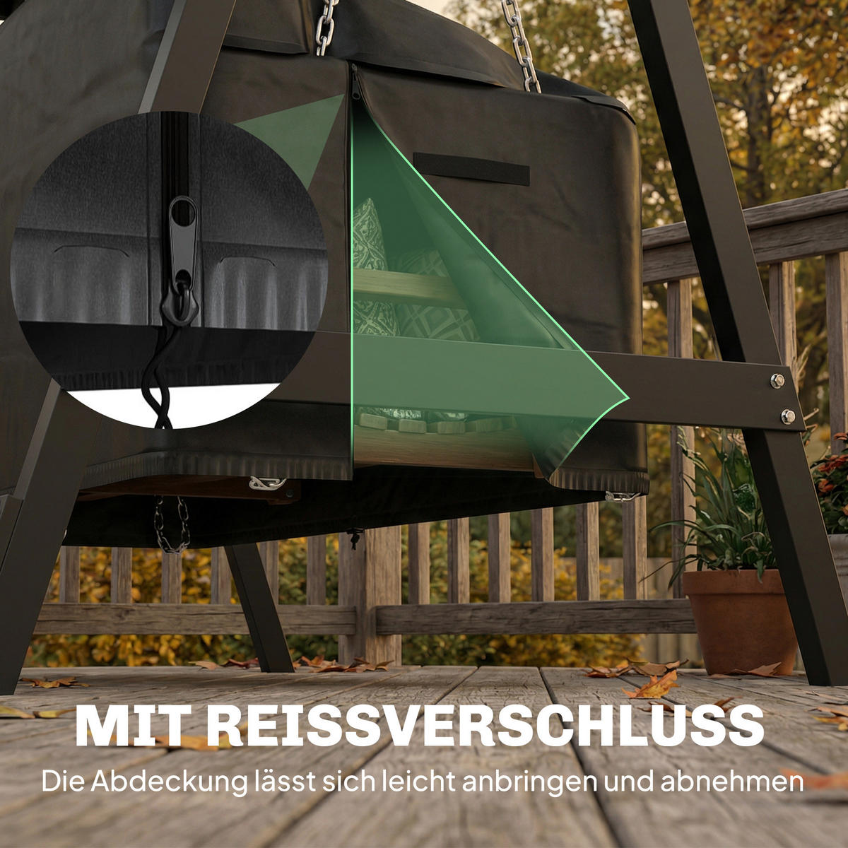 GARTENSCHAUKEL-ABDECKUNG Oxford-Stoff Schwarz - Schwarz, Textil (76/81/185cm) - Outsunny