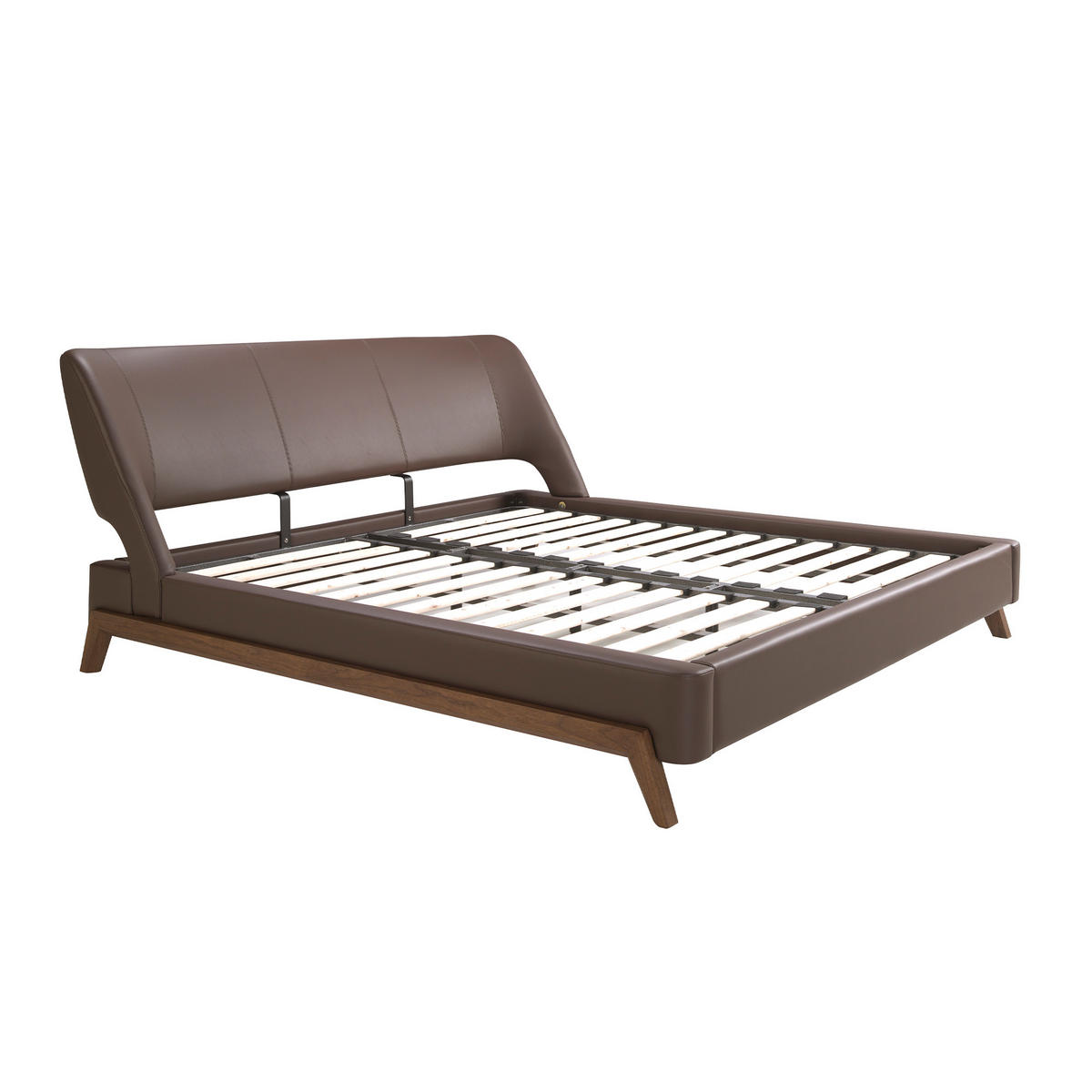 BETT Braun Walnuss 205/237/95 cm - Walnussfarben/Braun, Leder (180/200cm) - ANGEL CERDA