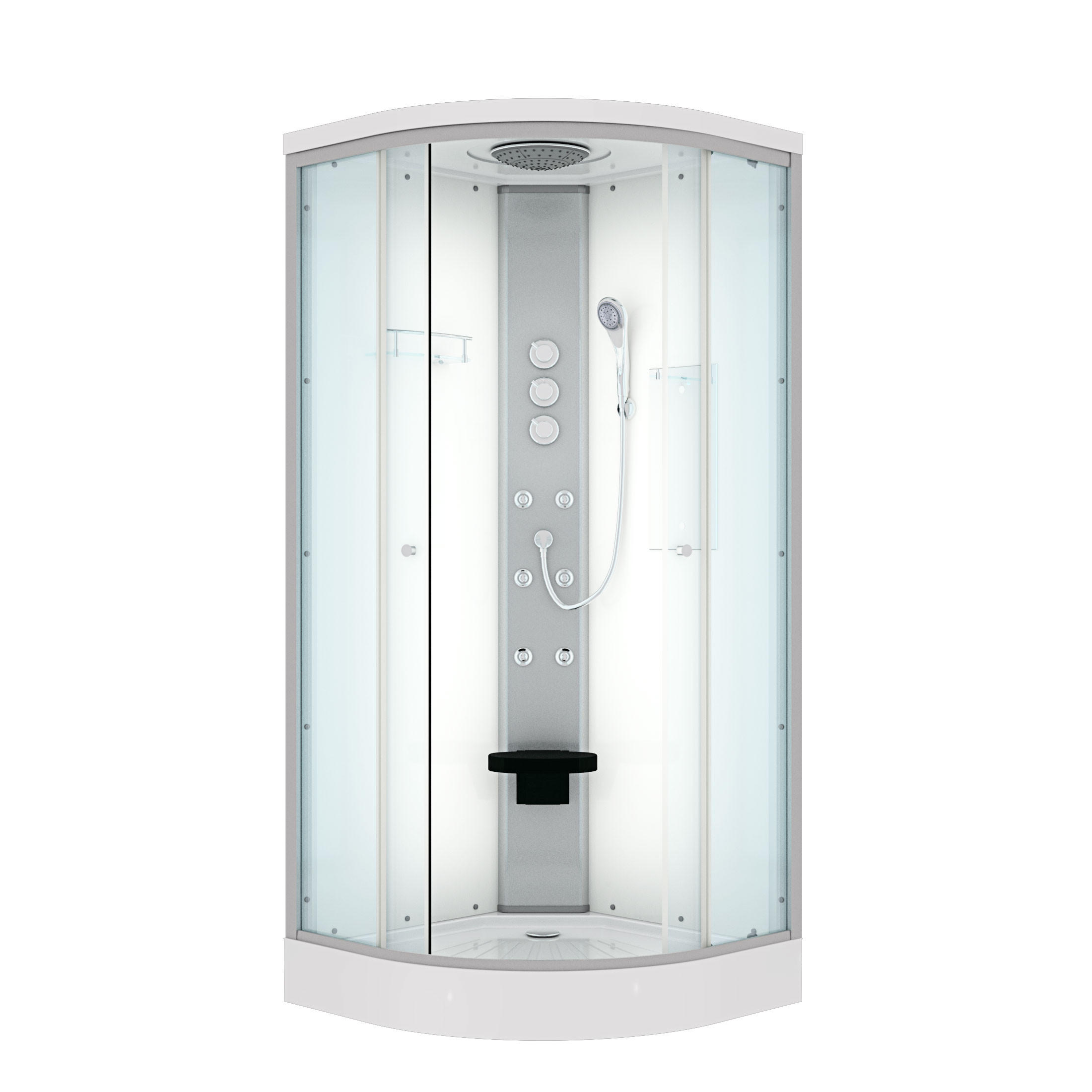 DUSCHE Fertigdusche D10-20T1 Weiß 100x100 - Weiß, Glas/Kunststoff (100/100/215cm) - AcquaVapore by Sandra Jentho