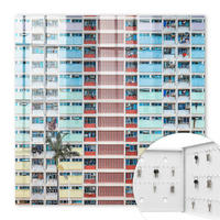 SCHLÜSSELBOX Weiß 30x30 cm – Türöffnung nach rechts - Farbenfrohe Architektur - Rot, Metall (30/30/5cm) - TULUP