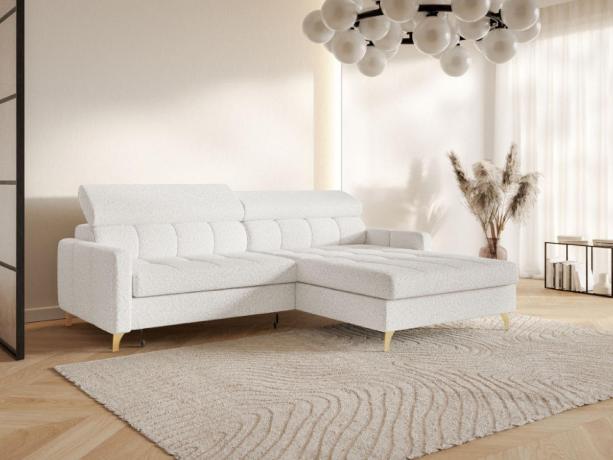 ECKSOFA Milch BAMBINO Mit Verstellbaren Kopfstützen Rechts - Weiß, Textil (174/223cm) - Sepro Meble