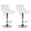 BARHOCKER 2er Set Lederlook weiß - Chromfarben/Walnussfarben, Textil/Metall (50/86/50cm) - CLP