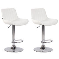 BARHOCKER 2er Set Lederlook weiß - Chromfarben/Walnussfarben, Textil/Metall (50/86/50cm) - CLP