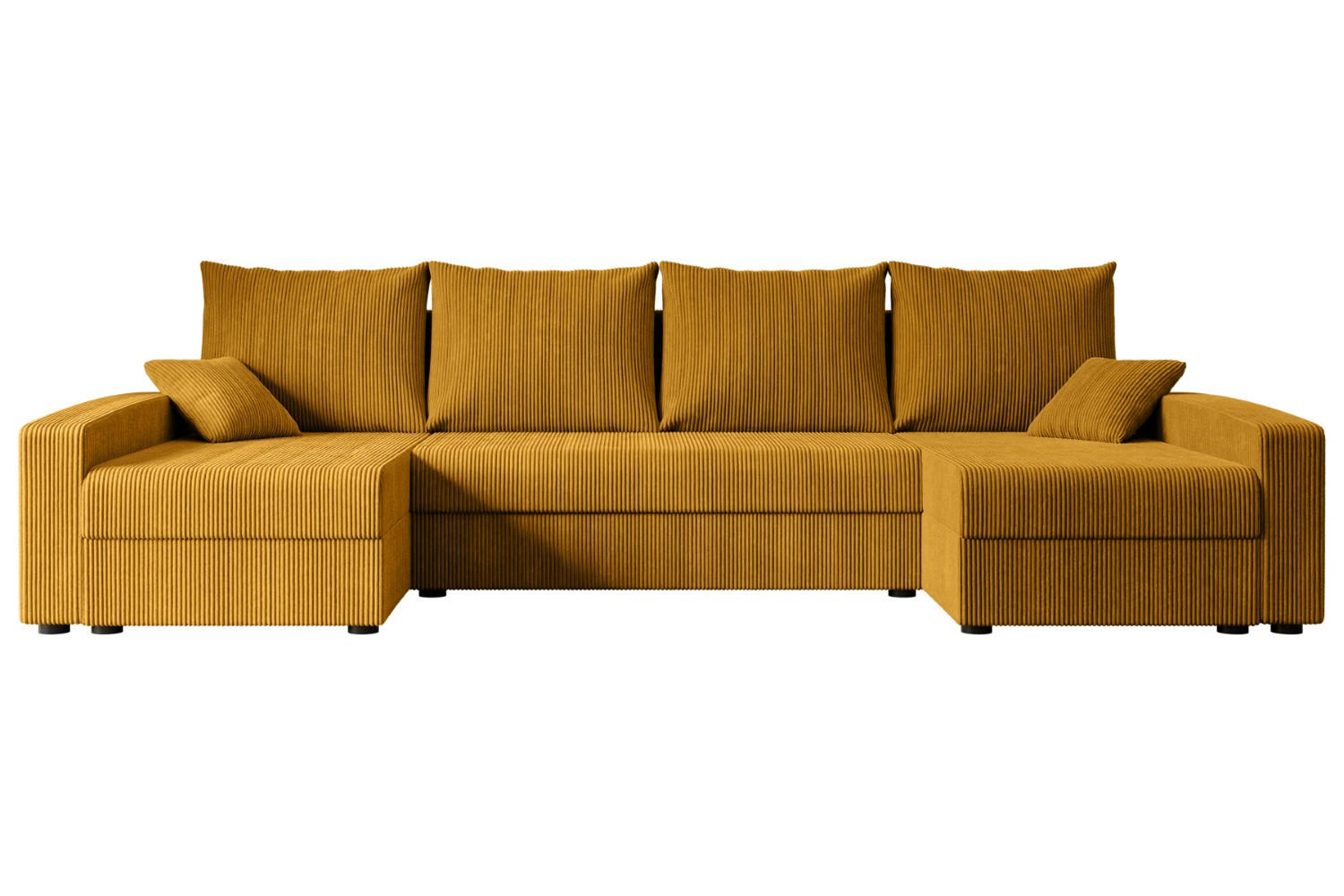 WOHNLANDSCHAFT mit Schlaffunktion und Bettkasten ALESIA-U 301x140x90 cm Senfgelb Cord - Gelb/Silberfarben, Holzwerkstoff/Kunststoff (301/90/140cm) - ALTDECOR