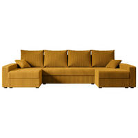 WOHNLANDSCHAFT mit Schlaffunktion und Bettkasten ALESIA-U 301x140x90 cm Senfgelb Cord - Gelb/Silberfarben, Holzwerkstoff/Kunststoff (301/90/140cm) - ALTDECOR