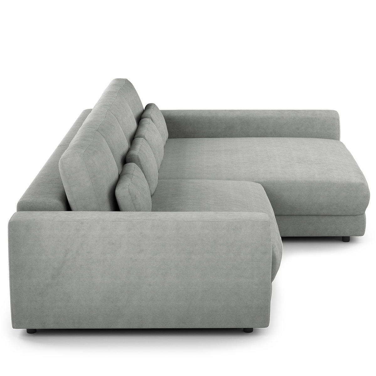 ECKSOFA mit XXL-Longchair - Schwarz/Grau, Kunststoff/Textil (323/182cm) - home24