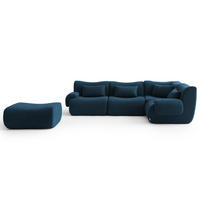 ECKSOFA Bouclé-Stoff Tiefblau - Blau, Textil (269/190cm) - MILYsofa
