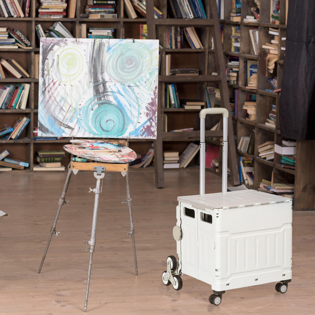EINKAUFSWAGEN Kunststoff Aluminiumlegierung Weiß - Weiß, Kunststoff (48/100/52cm) - HOMCOM