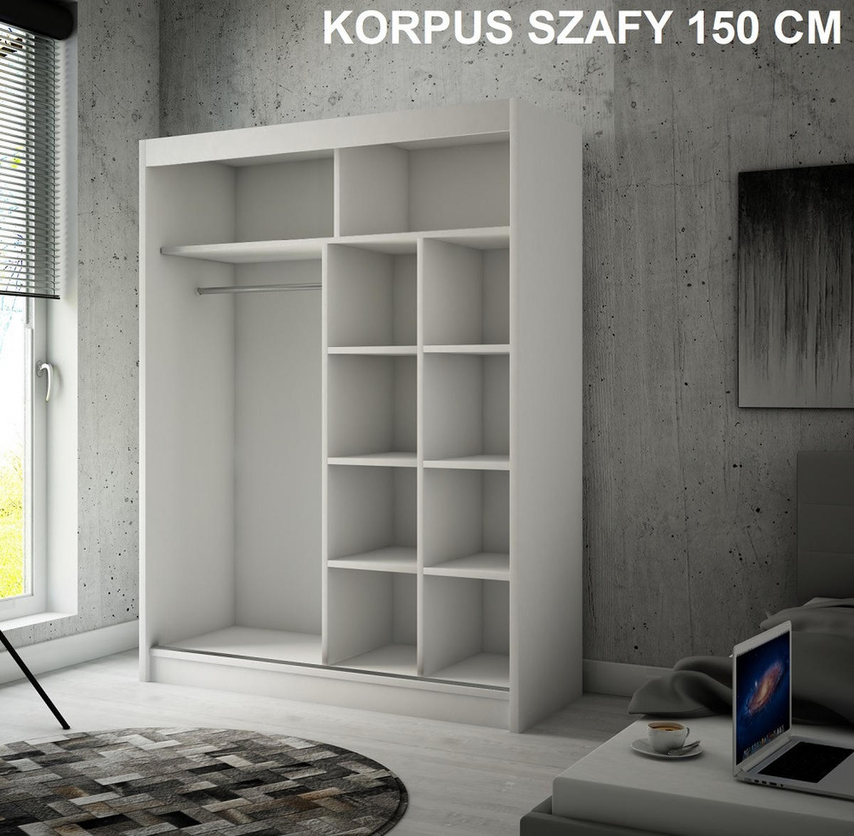 SCHRANK Schwarz Mit Lamellen Und Spiegel Craft Gold 150 cm - Multicolor, Holzwerkstoff (150/215/61cm) - Sepro Meble