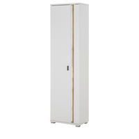 STAURAUMSCHRANK weiß matt, Eiche Wotan 55 x 200 cm, Mehrzweckschrank inklusive Frontbeleuchtung - Silberfarben/Eiche Wotan, Holzwerkstoff/Kunststoff (55/200/35cm) - Furn.Design