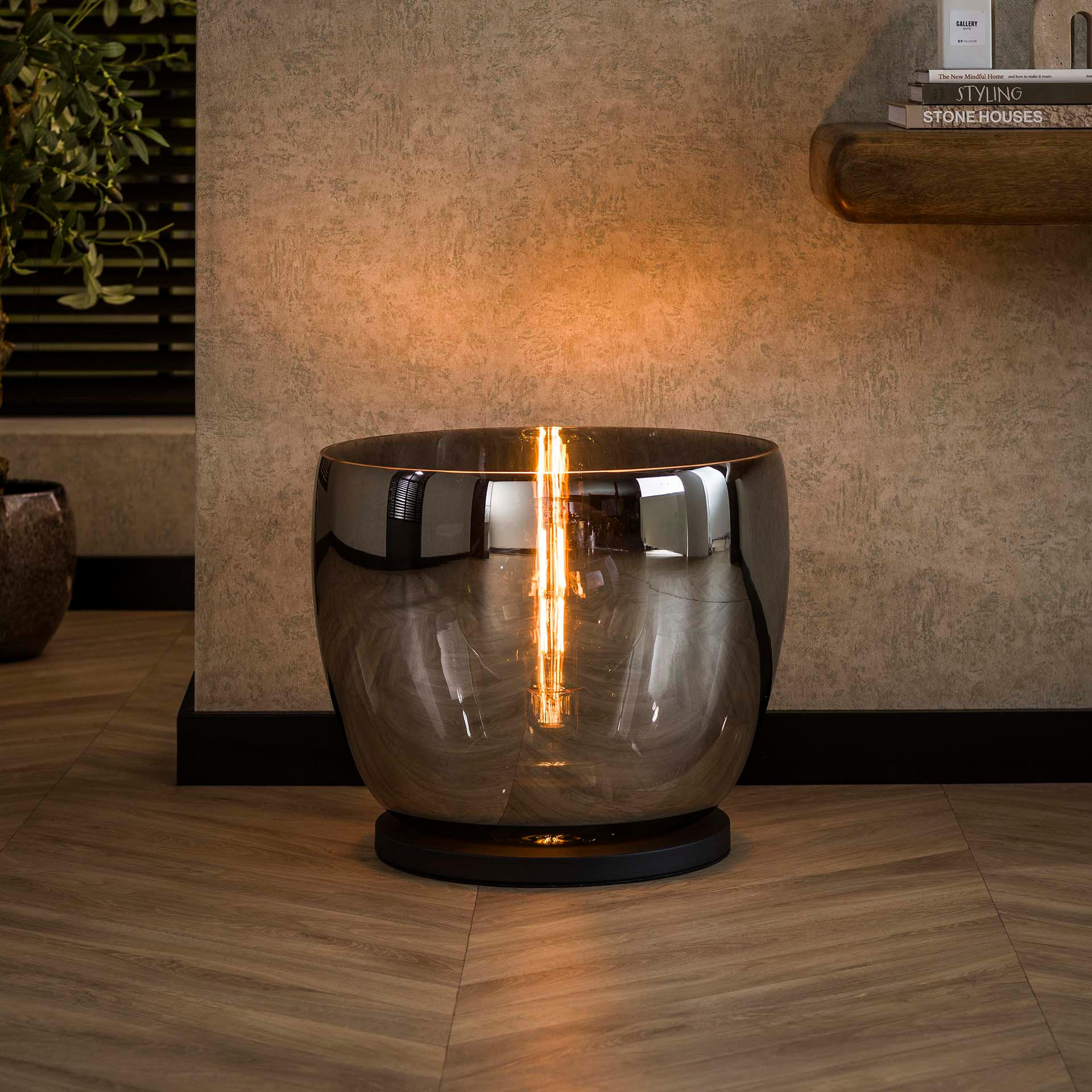 STEHLEUCHTE Up Grau 48/48/41 cm - Grau, Glas (48/48/41cm) - Hoyz Collection