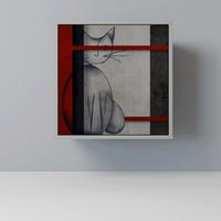 SIDEBOARD GRAY FIGURES, Grau, 57,5x42x57,5 cm, Ohne Füße - Multicolor/Grau, Holzwerkstoff (57.5/57.5/42cm) - SpaceRebels