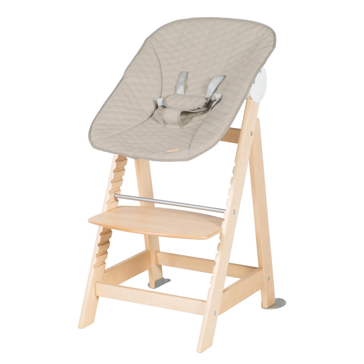 BABYHOCHSTUHL Born Up Luxe mit Neugeborenenaufsatz Natur - Naturfarben, Holzwerkstoff/Textil (46/94/66.5cm) - Roba