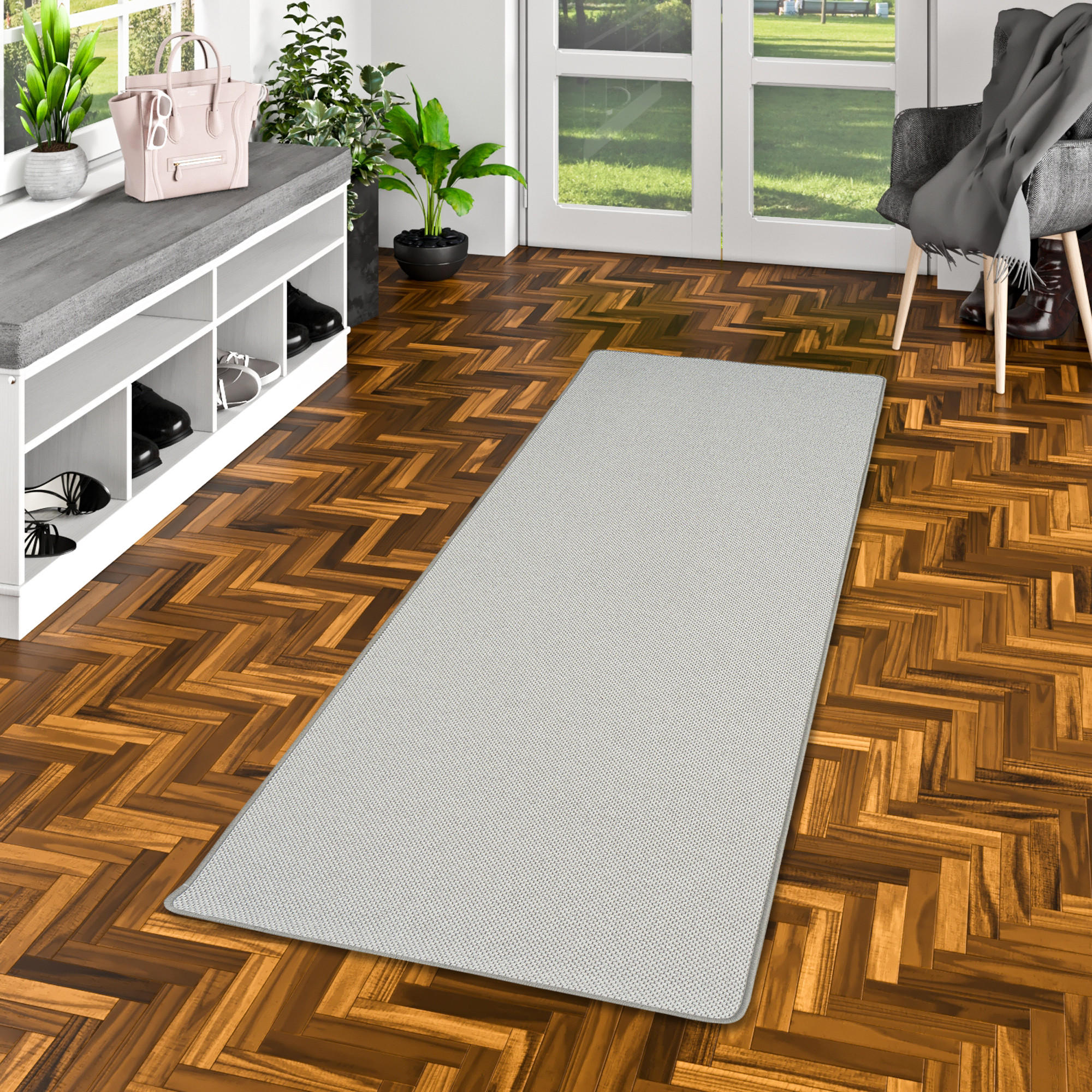 LÄUFER TEPPICH BENTZON FLACHGEWEBE - Silberfarben, Textil (80/320cm) - Snapstyle