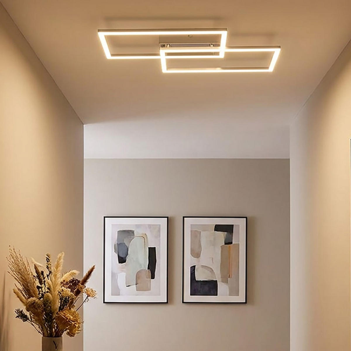 LED DECKENLEUCHTE MUNNI Silber Opal - Silberfarben, Metall (52/24.2/6.2cm) - Globo Lighting