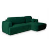 ECKSOFA SENTI K R-S Grün Plüsch-Stoff mit Schlaffunktion - Grün, Holz (246/148cm) - MASSENO
