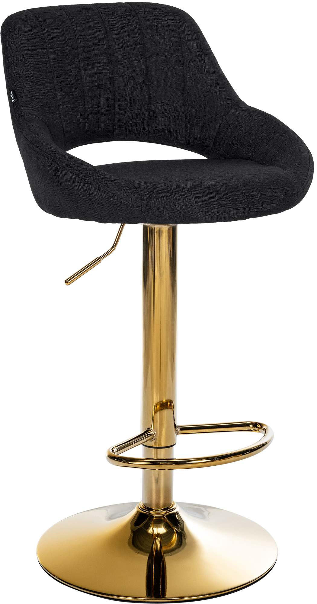 BARHOCKER Stoff Schwarz - Goldfarben/Schwarz, Textil/Metall (47/85/48cm) - CLP