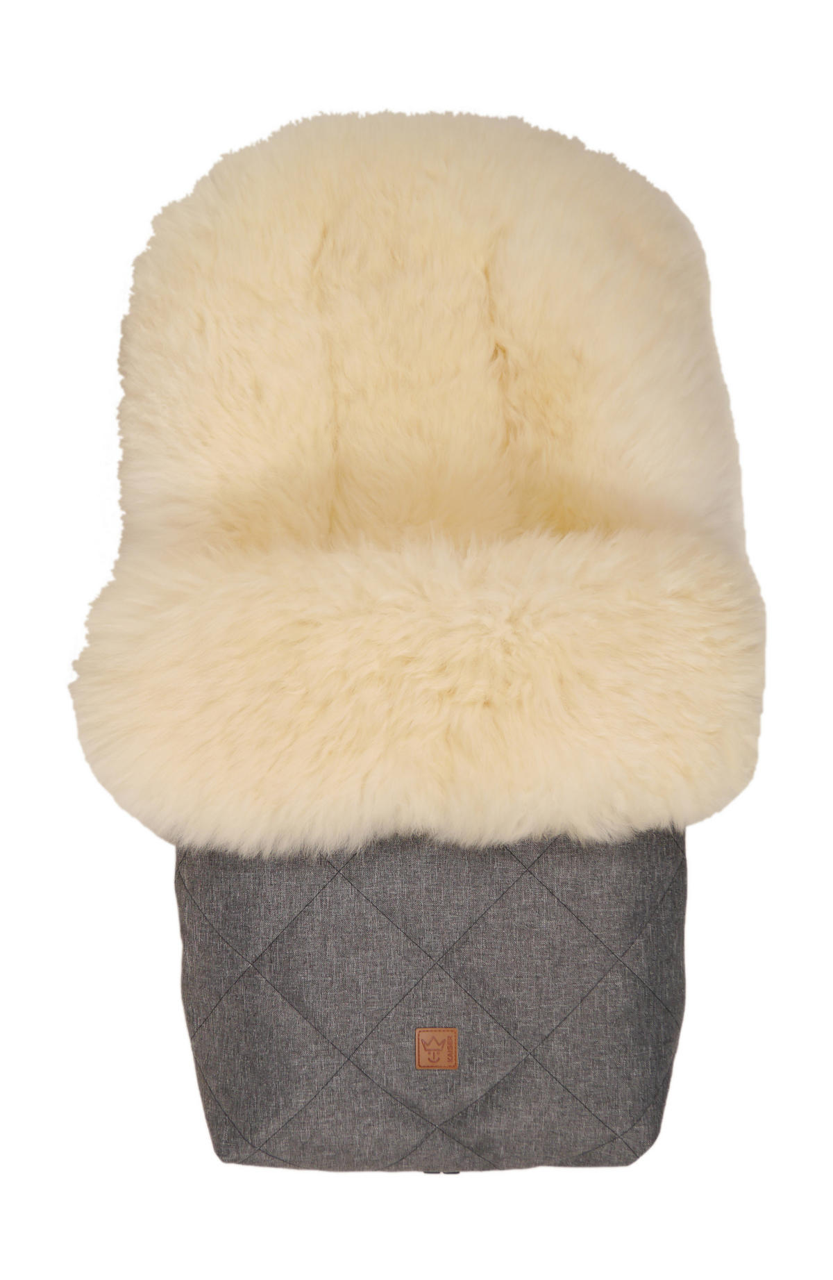 LAMMFELL-FUSSSACK Nelly, milky sand, anthracite melange - Grau, Fell (46/8/88cm) - Kaiserbaby